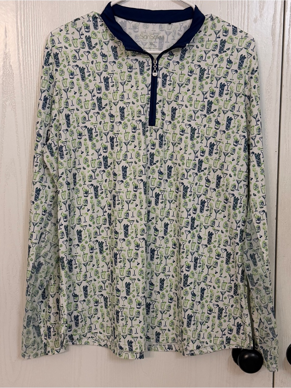 San Soleil 1/4 Zip Shirt Women's XL Cocktail Print UPF50 Cooling Golf Tennis
